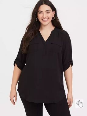 Torrid Harper Black Blouse Size 00 Sheer Lightweight Work Top